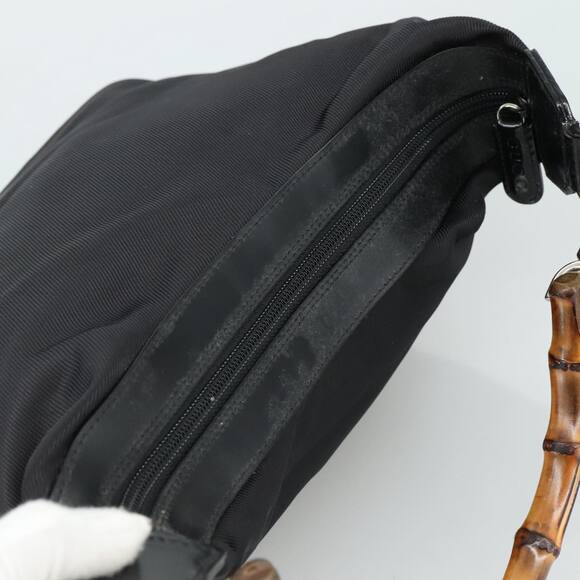 GUCCI Bamboo Hand Bag Nylon Black Silver 000 1434 000 1434 - Picture 6 of 16